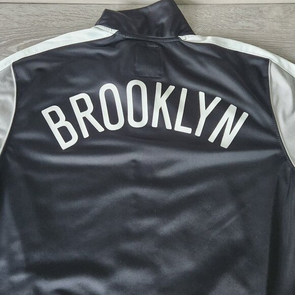 Brooklyn Nets New York NBA Basketball Large Black White Zip Up Athletic Jacket - Picture 11 of 16